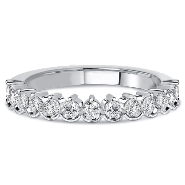 

Italo Round Thin Half Eternity Band Stackable Ring For Women (0.59 CT. TW.), White