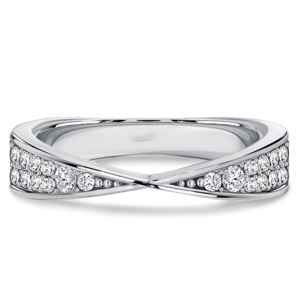 

Italo Twisted Round Cut White Sapphire Crossover Wedding Band