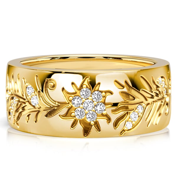 Italo Golden Floral Filigree Half Eternity Wedding Band For Women
