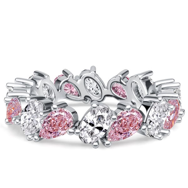 

Italo Oval & Pear Cut Pink Sapphire Eternity Band For Women, White