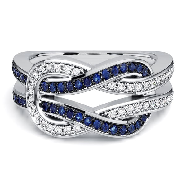 

Italo Infinity Ring 2 Tone Blue & White Sapphire Wedding Band For Women