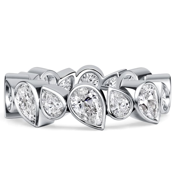 

Italo Bezel Setting Pear Cut Eternity Wedding Band For Women, White