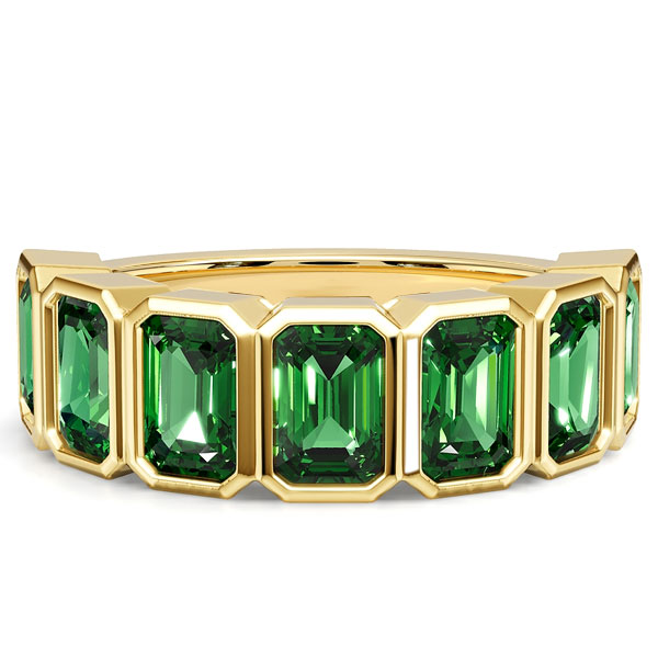 

Italo Bezel Set Emerald Green Half Eternity Band Ring Emerald Ring, White