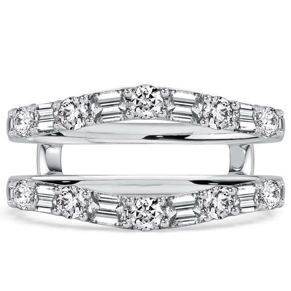 

Italo Curved Emerald & Round Cut Enhancer Wedding Band For Women, White