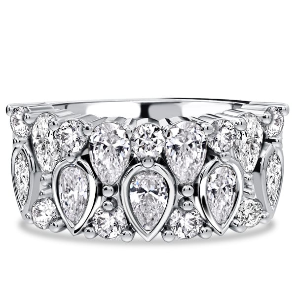 

Italo Bezel Set White Sapphire Round & Pear Cut Anniversary Band For Women