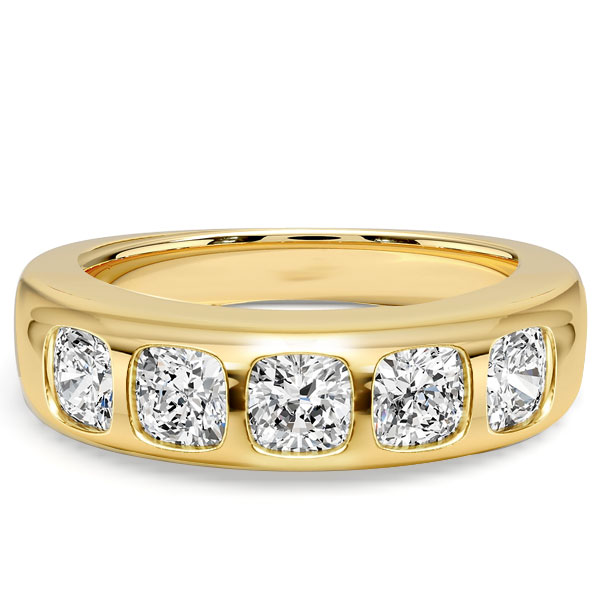 

Italo Flush Setting Five Stone Cushion Cut Wedding Band For Women, White