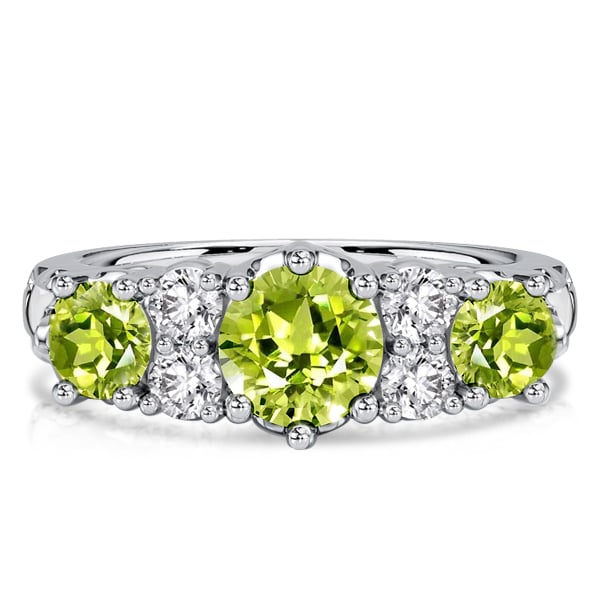 

Italo Round Cut Peridot Filigree Wedding Band For Women Peridot Ring, White