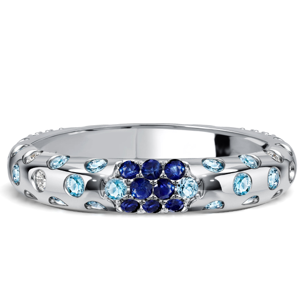 

Italo Infinity Round Cut Blue Sapphire Eternity Wedding Band For Women, White