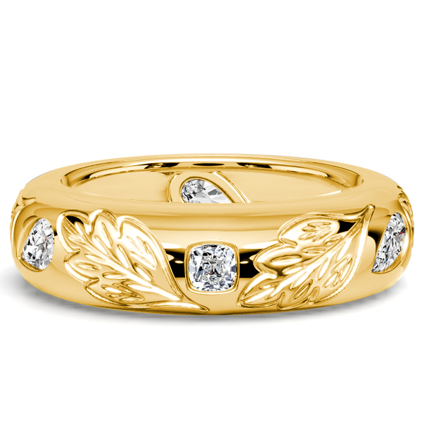 Italo Flush Set Pear & Cushion Filigree Eternity Wedding Band For Women