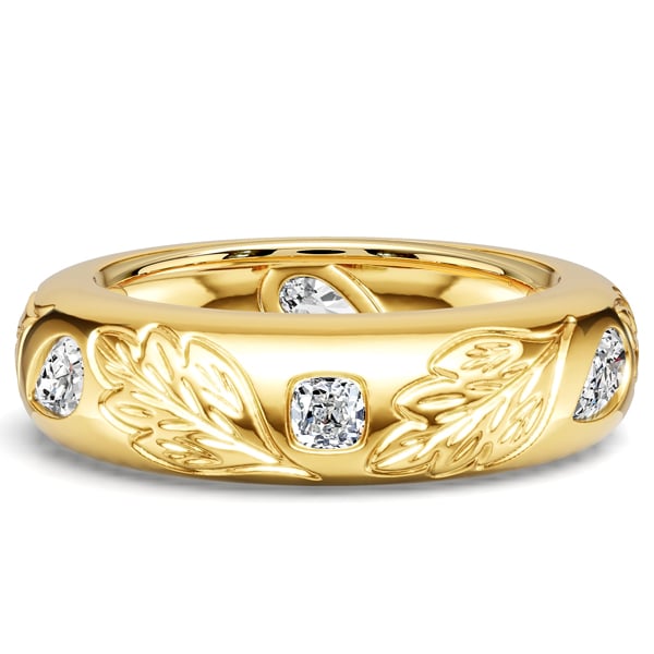 

Italo Flush Set Pear & Cushion Filigree Eternity Wedding Band For Women, White