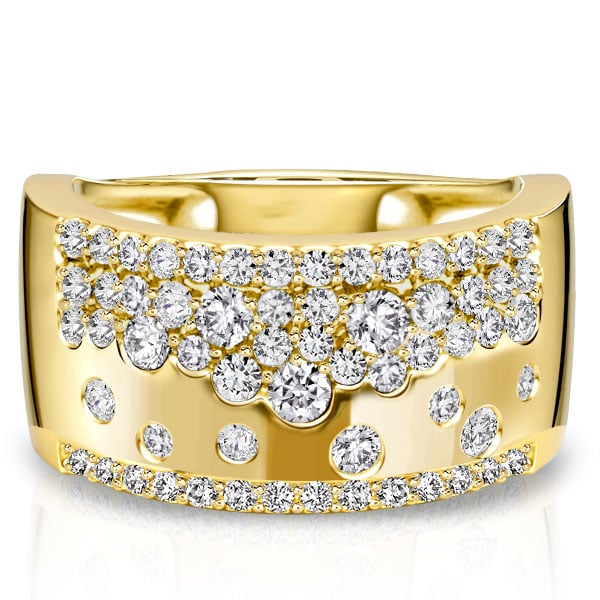 

Italo Micro Pave Waterfall Round Cut Wide Wedding Band For Women, White