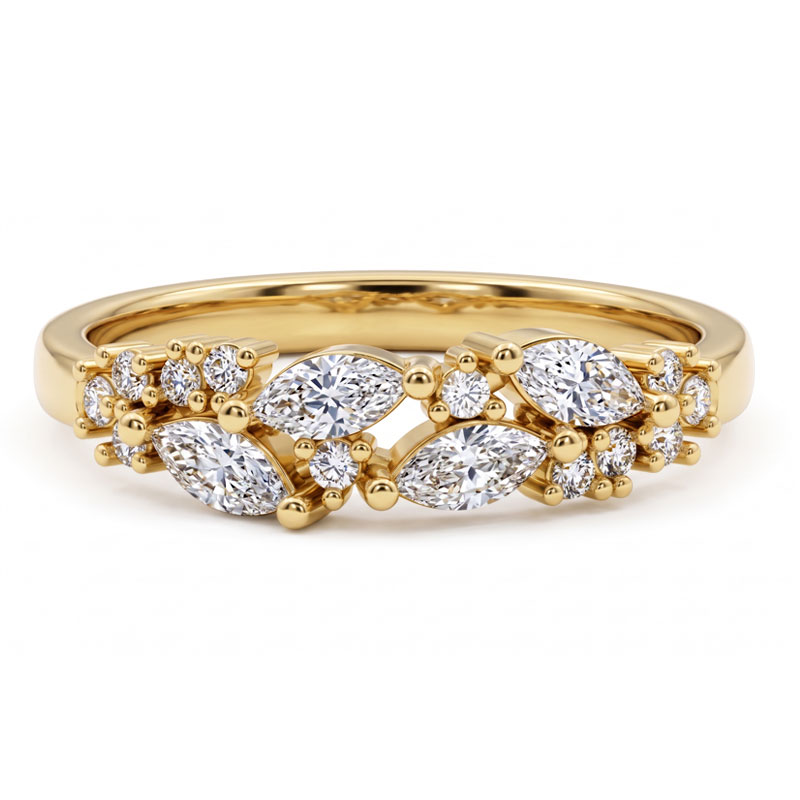 Женское обручальное кольцо Italo Floral Marquise & Round Cut Half Eternity