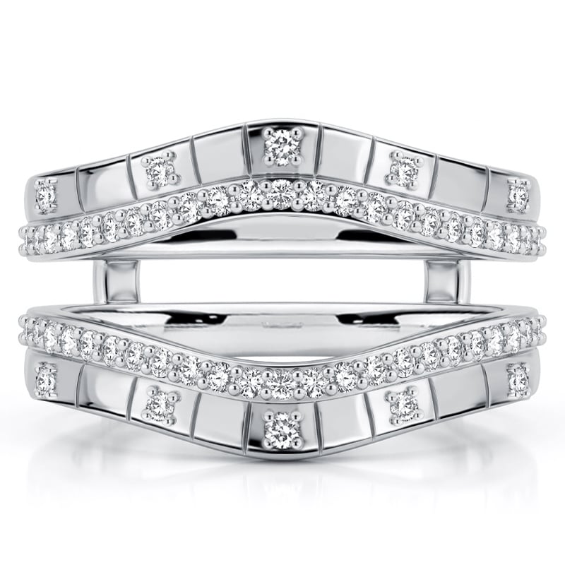 

Italo White Sapphire Round Cut Ring Guard Enhancer Wedding Band For Women