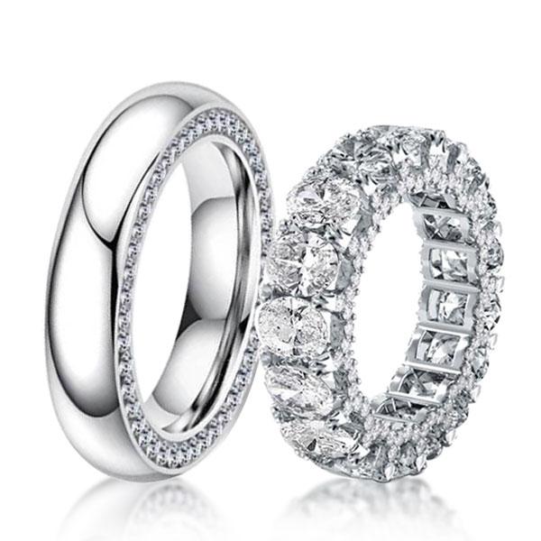 

Italo Eternity Oval Created White Sapphire Couple Rings
