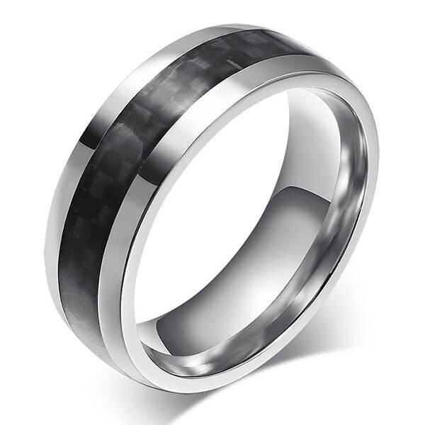 

Italo Carbon Fibre Titanium Steel Men's Wedding Band, White