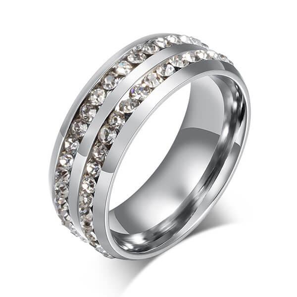 

Two Row Titanium Steel Men's Wedding Band, White