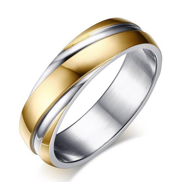 Discount Wedding Bands | Italo Two Tone Twill Design Titanium Steel Men ...