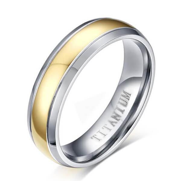 

Italo Classic Two Tone Titanium Steel Men's Wedding Band, White