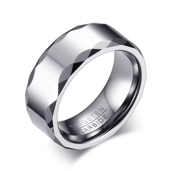

Italo Carving Design Tungsten Steel Men's Wedding Band, White