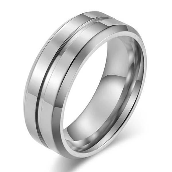 

Concave-convex Design Titanium Steel Men's Wedding Band, White