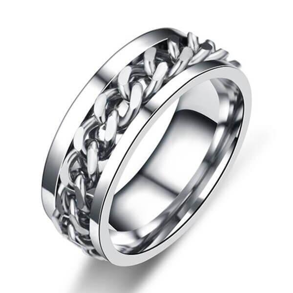 

Classic Chain Design Tungsten Steel Men's Wedding Band, White