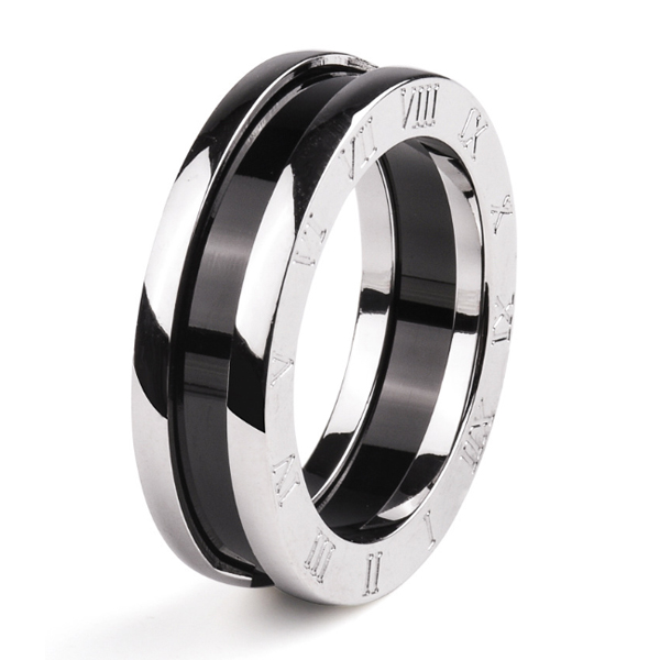 

Two Tone Concave Design Titanium Steel Men's Wedding Band, White