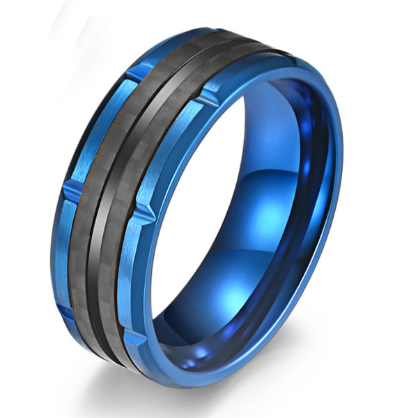 

Two Tone Carbon Fiber Stainless Steel Men's Wedding Band, White