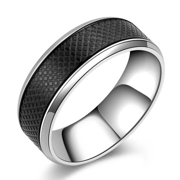 

Two Tone Intertwined Stainless Steel Men's Wedding Band, White