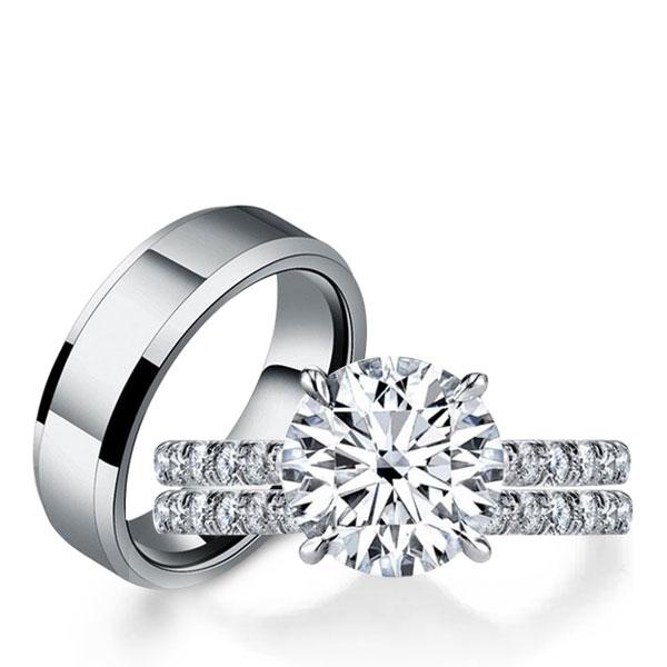 

Italo Classic Ring Sets Wedding Ring Sets His And Hers, White