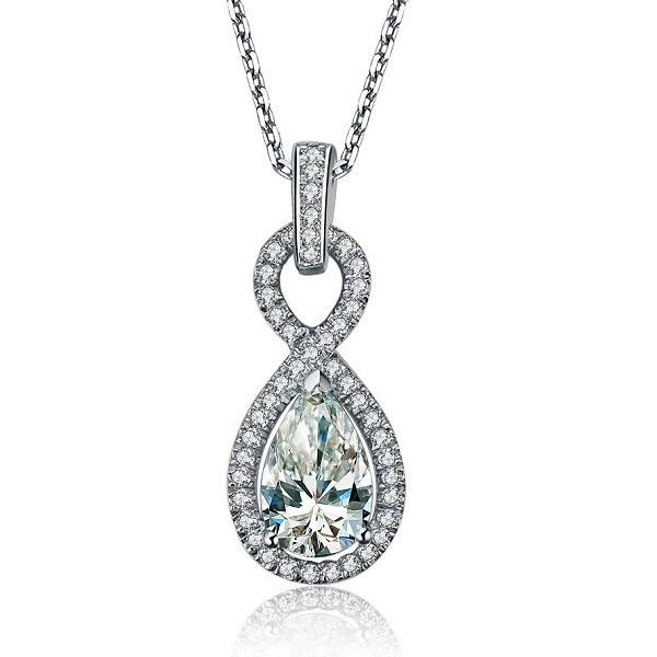 

Italo Pear Cut Created White Sapphire Pendant Necklace