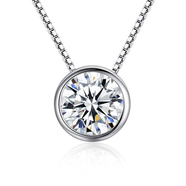 

Italo Classic Bezel Created White Sapphire Pendant Necklace