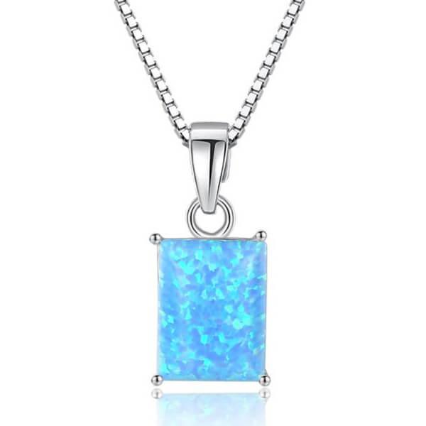 

Classic Created Opal Pendant Necklace, White