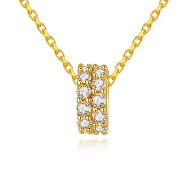

Double Row Golden Created White Sapphire Pendant Necklace