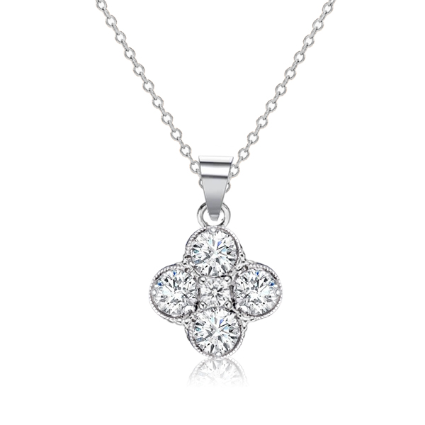 

Four Leaf Clover Design Created White Sapphire Pendant Necklace
