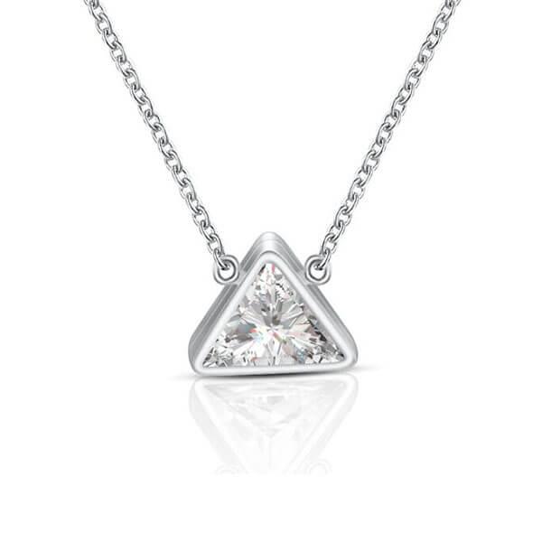 

Classic Bezel Trillion Cut Pendant Necklace, White