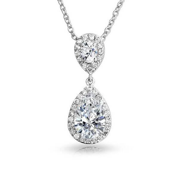 

Infinity Halo Pear Cut Created White Sapphire Pendant Necklace