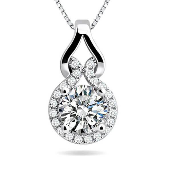 

Gourd Design Created White Sapphire Pendant Necklace