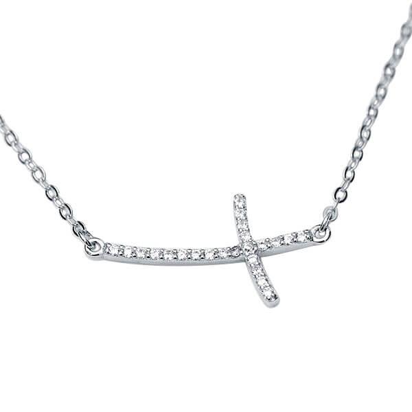 

Slim Cross Design Pendant Necklace (0.36 CT. TW.), White