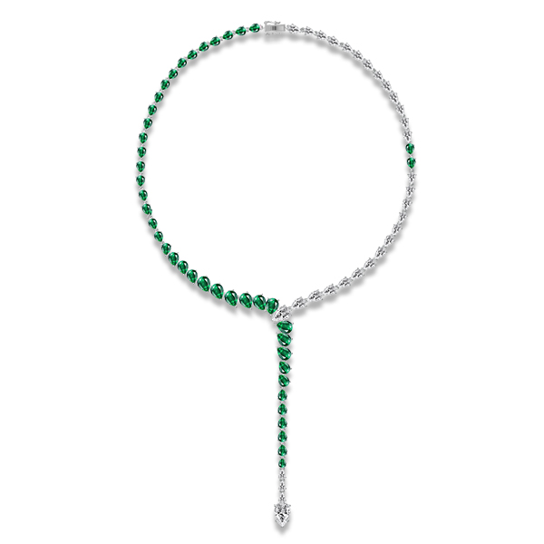 

Pear Cut Green Created Sapphire Necklace, White