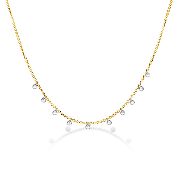 

Golden Bezel Round Cut Necklace, White