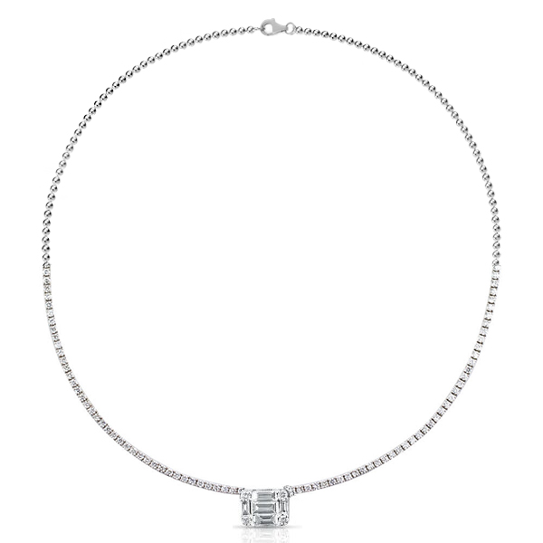 

Classic Baguette Cut Tennis Pendant Necklace, White