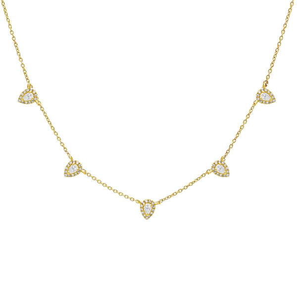 Golden Halo Pear Cut Chain Necklace, White