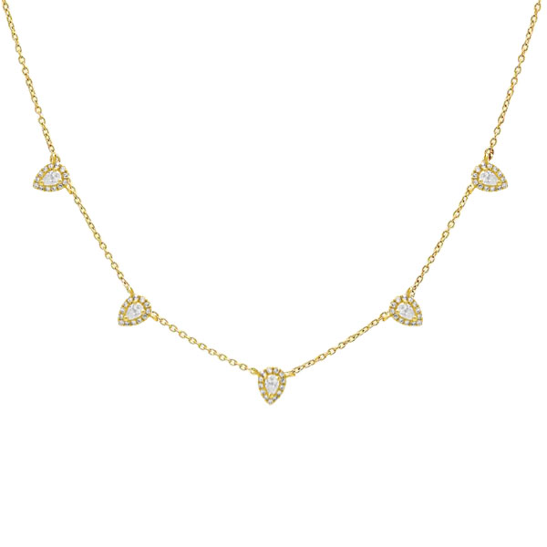 

Golden Halo Pear Cut Chain Necklace, White