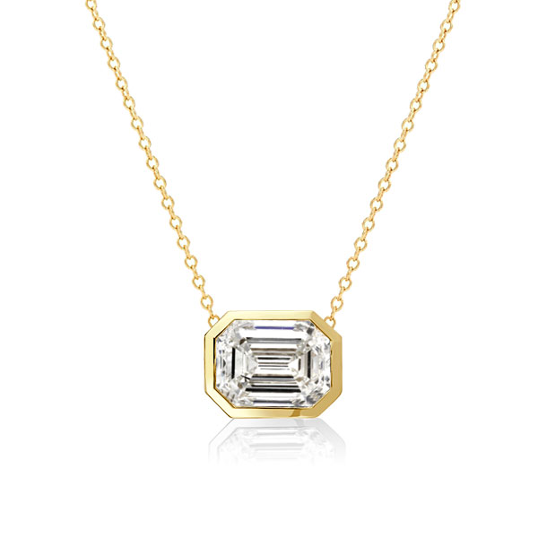 

Golden Bezel Emerald Pendant Necklace, White