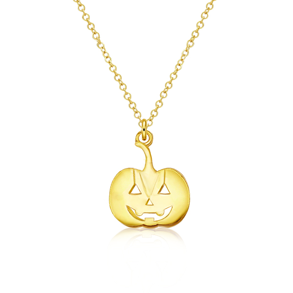 

Golden Pumpkin Pendant Necklace, White