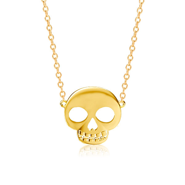 

Golden Skull Pendant Necklace, White