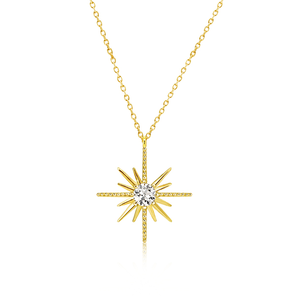 

Golden Moon & Stars Pendant Necklace, White
