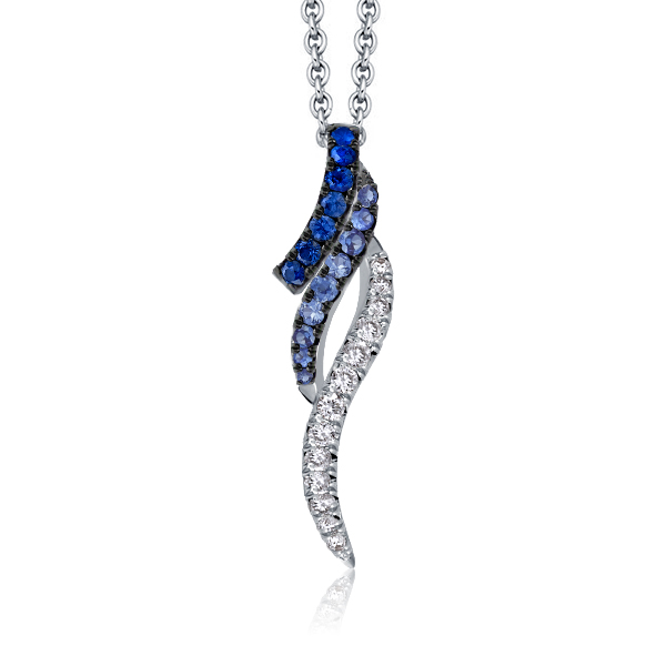 

Two Tone Round Cut Blue & White Sapphire Layer Pendant Necklace