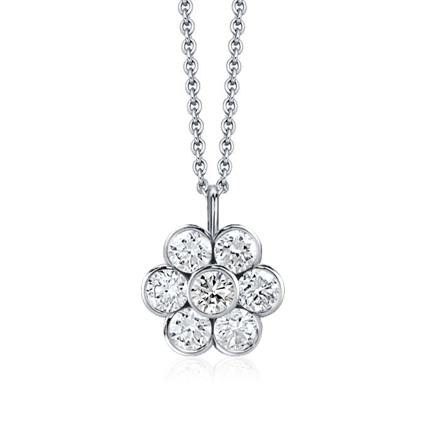 

Flower Shaped Bezel Created White Sapphire Pendant Necklace