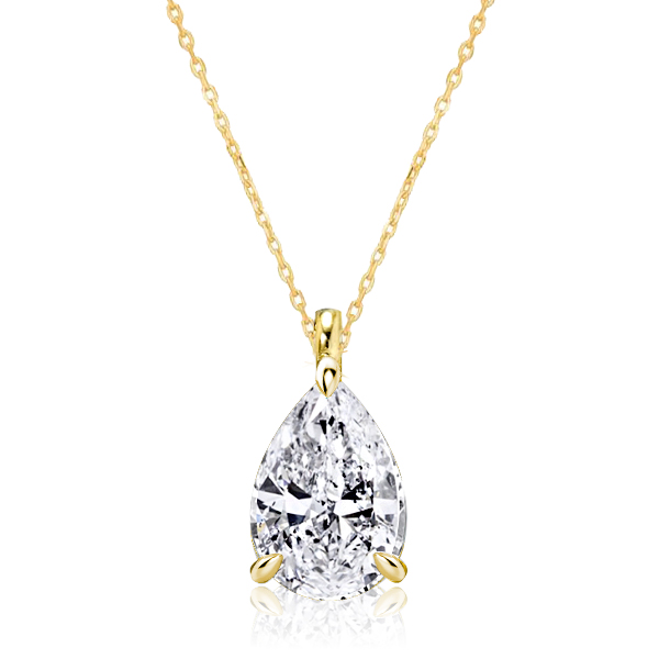 

Italo Golden Classic Pear Cut Solitaire Pendant Necklace, White